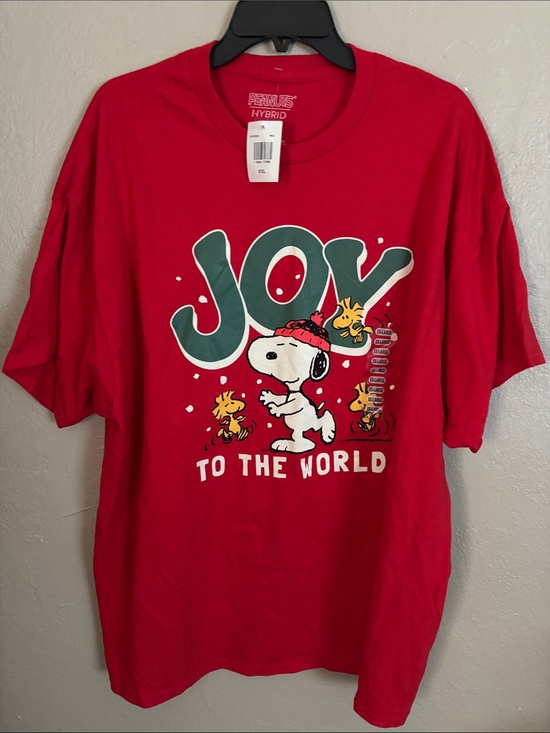 Peanuts Tops - Peanuts Snoopy Red Joy to the World Christmas TShirt unisex XXL